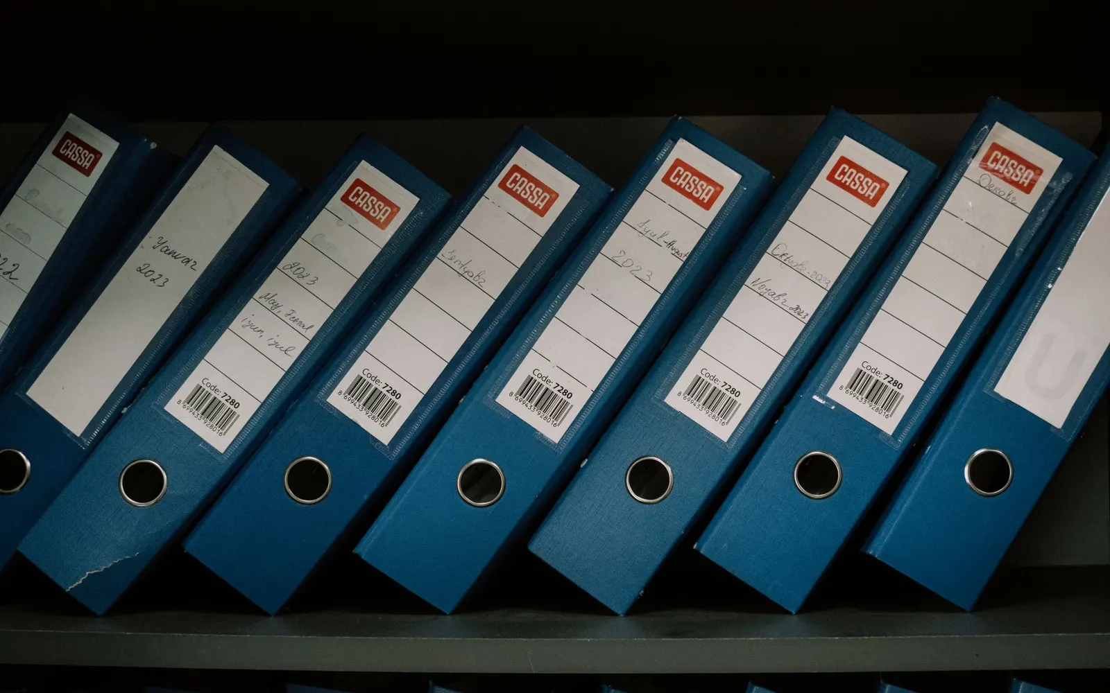 Neatly organised files and records in an archive